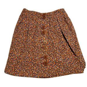 Anthropologie Elevenses Skirt Size 4 Velvet Pink Speckled Button Front